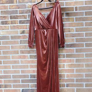 Revelry "Vera" Long Sleeve Velvet Bridesmaids Dress